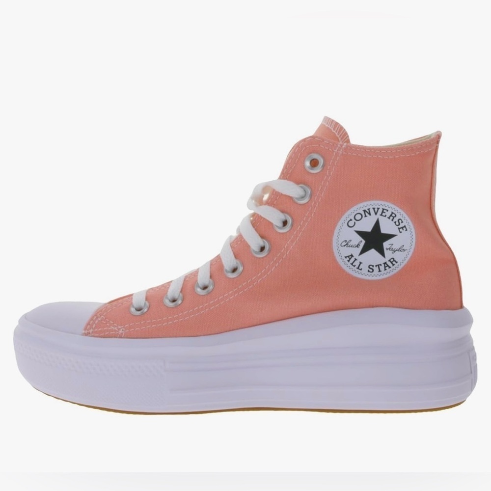 Converse Women’s Platform, Flamingo Pink and White High-Top Sneakers Sz 8.5 - Picture 1 of 7